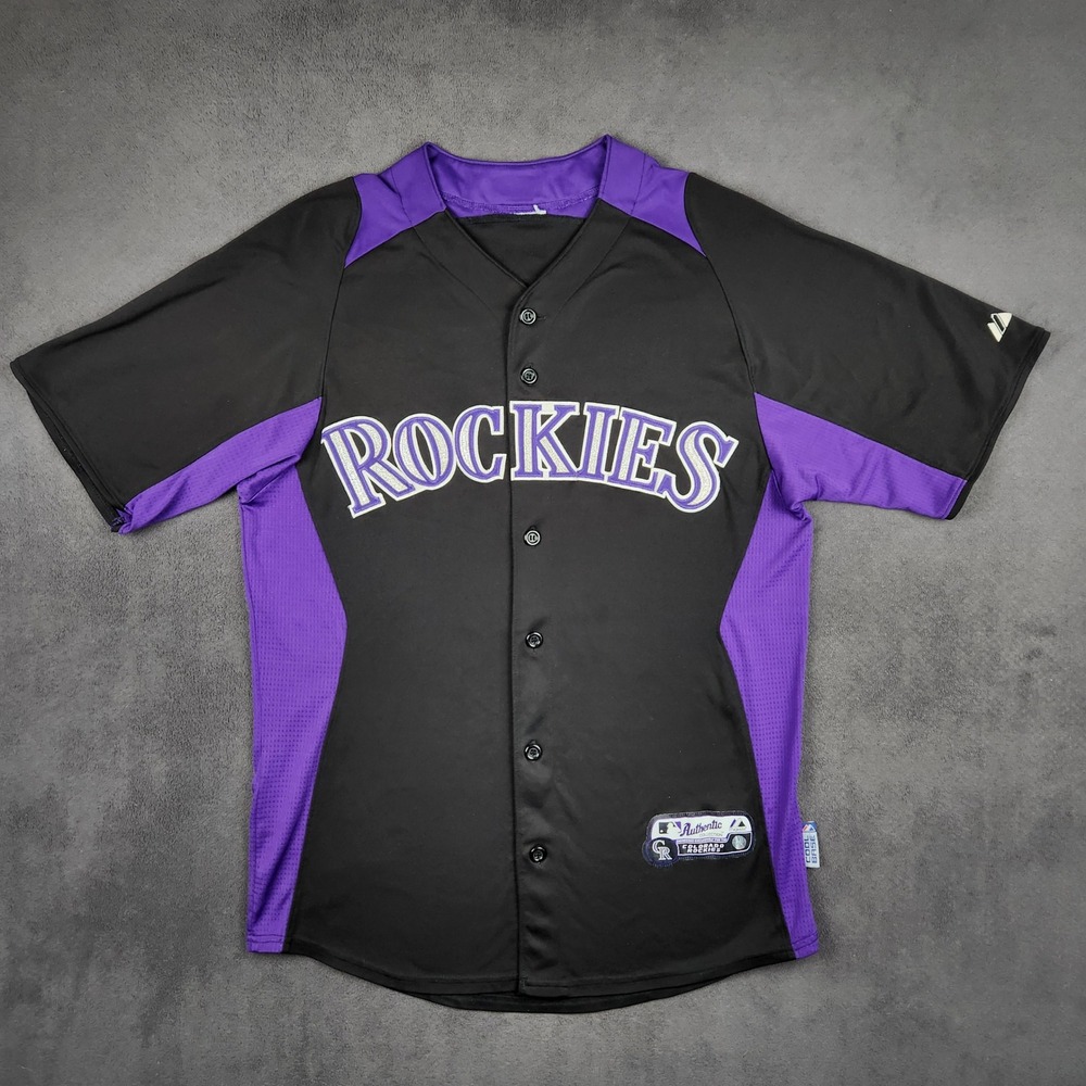 Colorado Rockies Majestic Baseball Jersey Mens Medium Black Purple Cool Base MLB